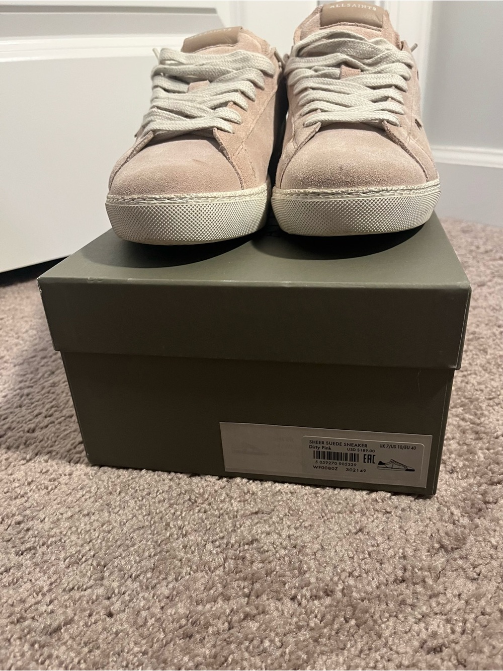 AllSaints Sheer Suede Sneakers Dirty Pink Size 10 US / 40 EU